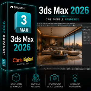 Autodesk 3ds Max 2026 em Inglês para Windows 10 e Windows 11 | Licença Permanente