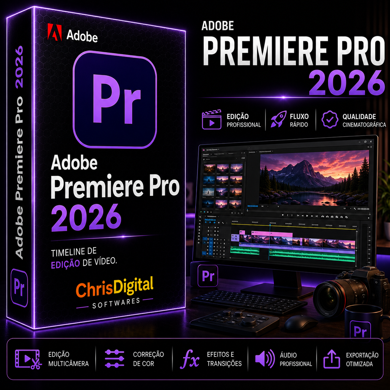 Adobe Premiere Pro 2026 para Windows 11 | Licença Permanente