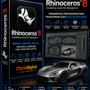 Rhinoceros 8 para Windows 10 e Windows 11 | Licença Permanente