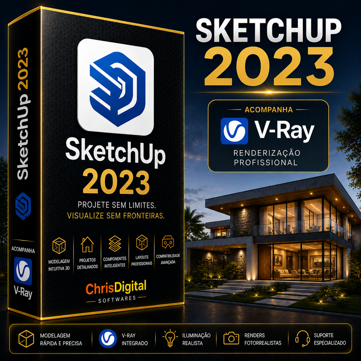 SketchUp 2023 para Windows 10 e Windows 11 | Licença Permanente